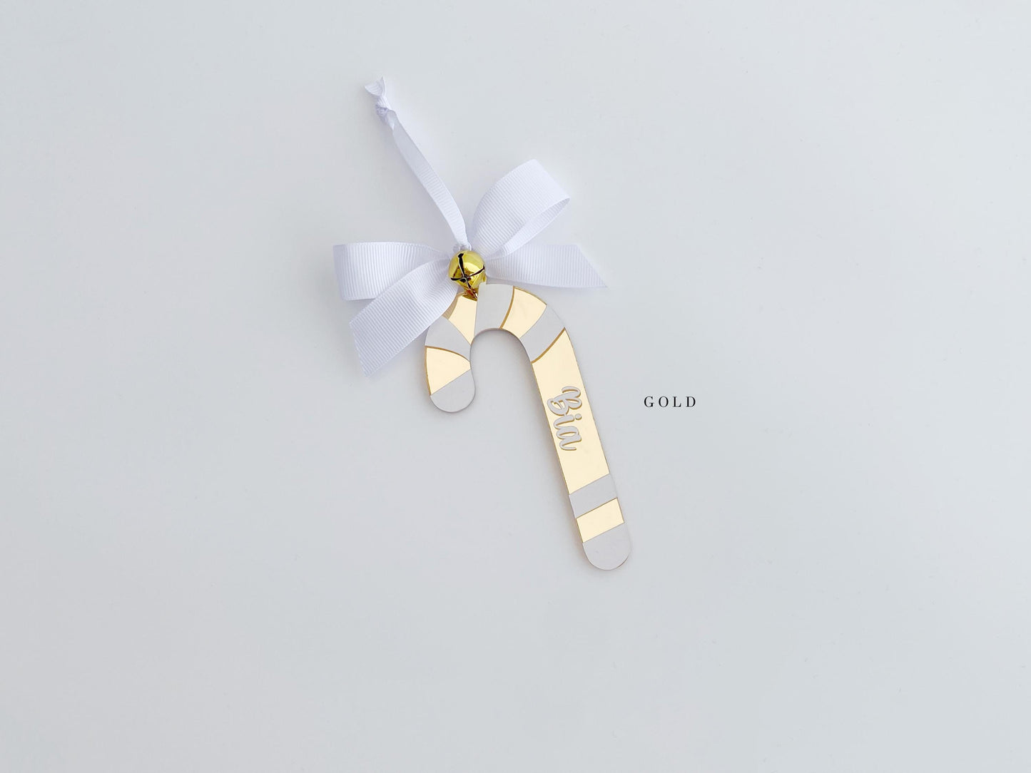 Personalized Candy Cane Christmas Ornament: Striped Acrylic Bauble