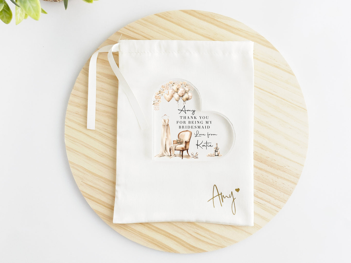 Personalized Bridesmaid Thank You Gift: Wedding Keepsake Block