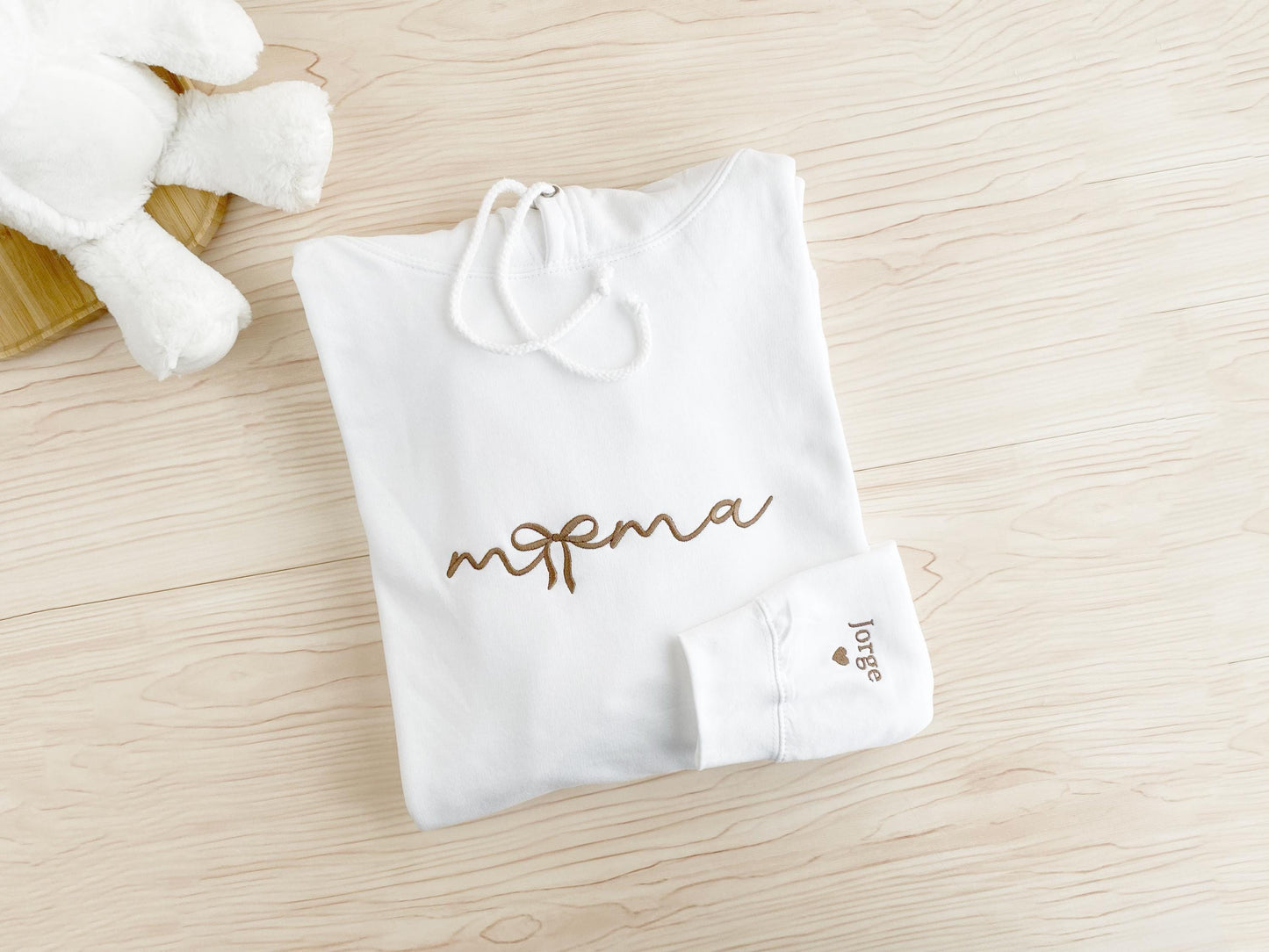 Embroidered Mama Sweatshirt: Personalized Name Sleeve, Bow Design