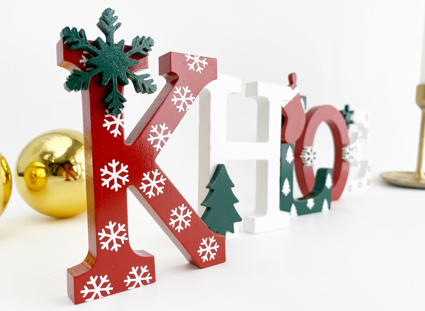 Personalized Christmas Wooden Name Letters: Holiday Table Decor