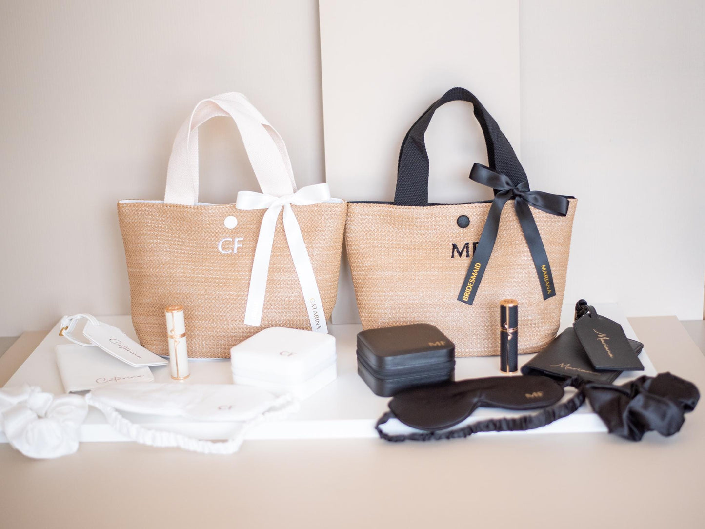 Personalized Straw Tote Bag with Initials, Bridesmaid Gift