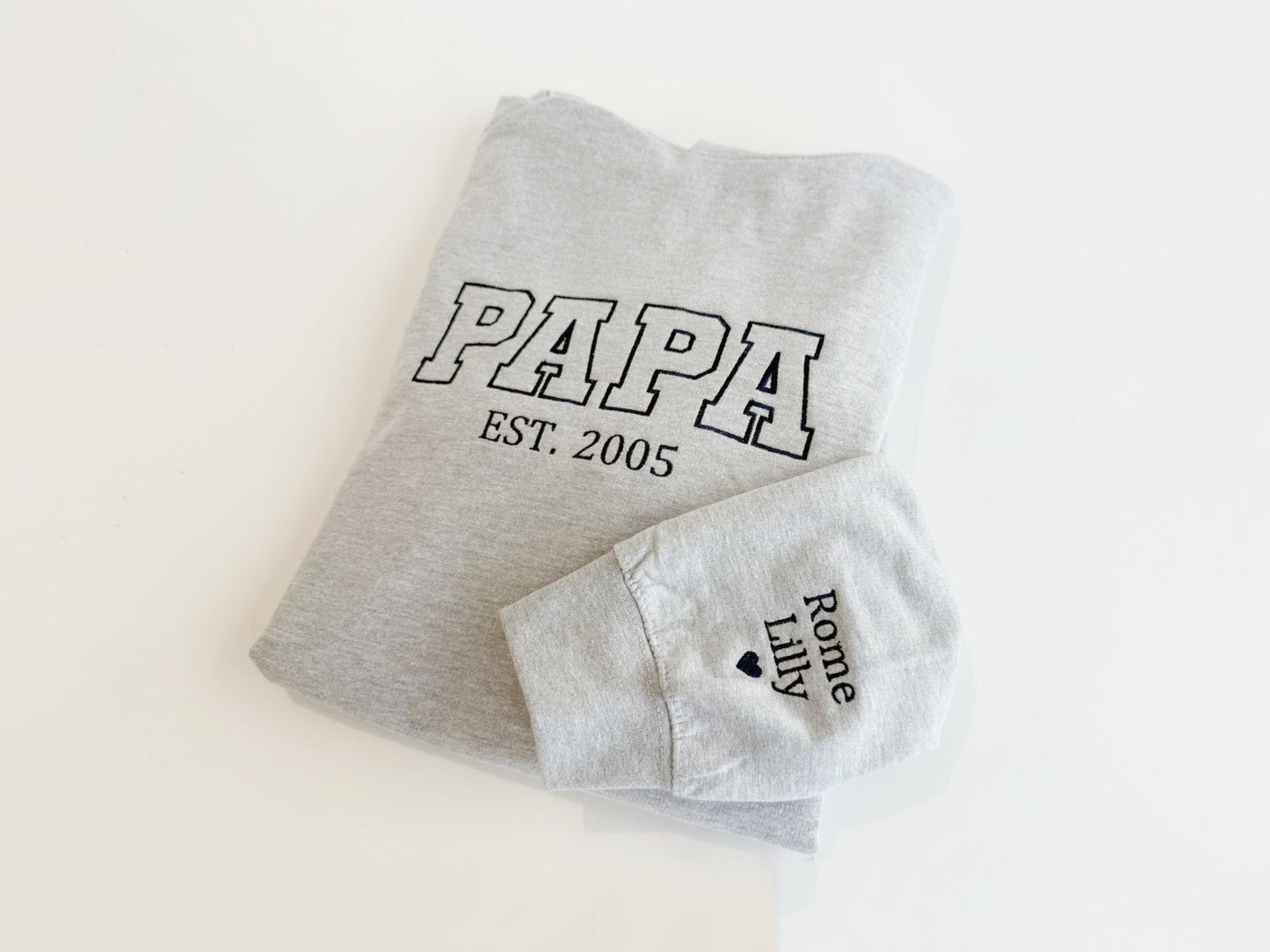 Personalized Papa Hoodie: Embroidered Dad Sweatshirt with Custom Names