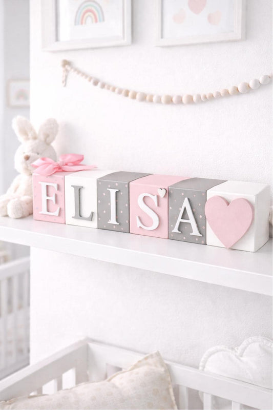 Name blocks - wooden baby name nursery and child's bedroom decor