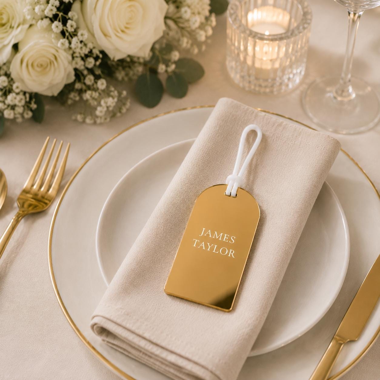 Personalised Wedding Place Card & Luggage Tag | Acrylic Wedding Favour | Destination Wedding Guest Gift | Custom Name Tag