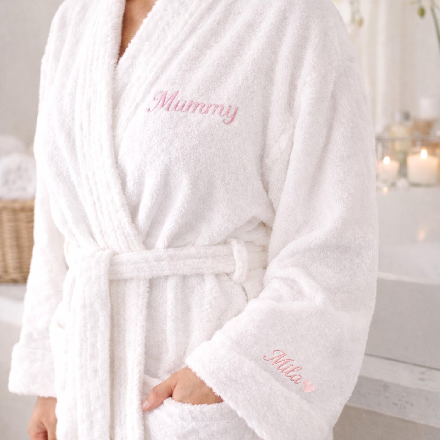 Embroidered Terry Towelling Bath Robe, Personalized Mother's Day Gift