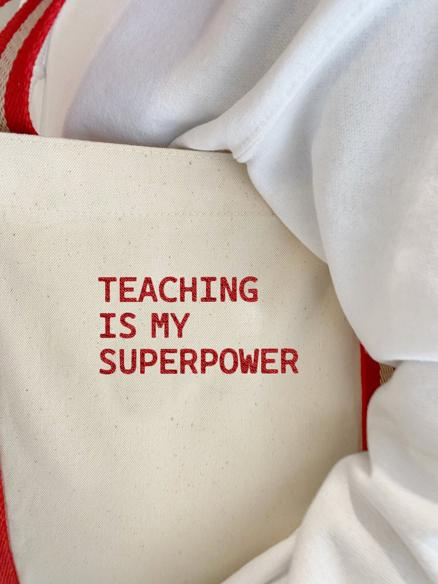 Embroidered Teacher Tote Bag: Personalized Organic Cotton Canvas Gift