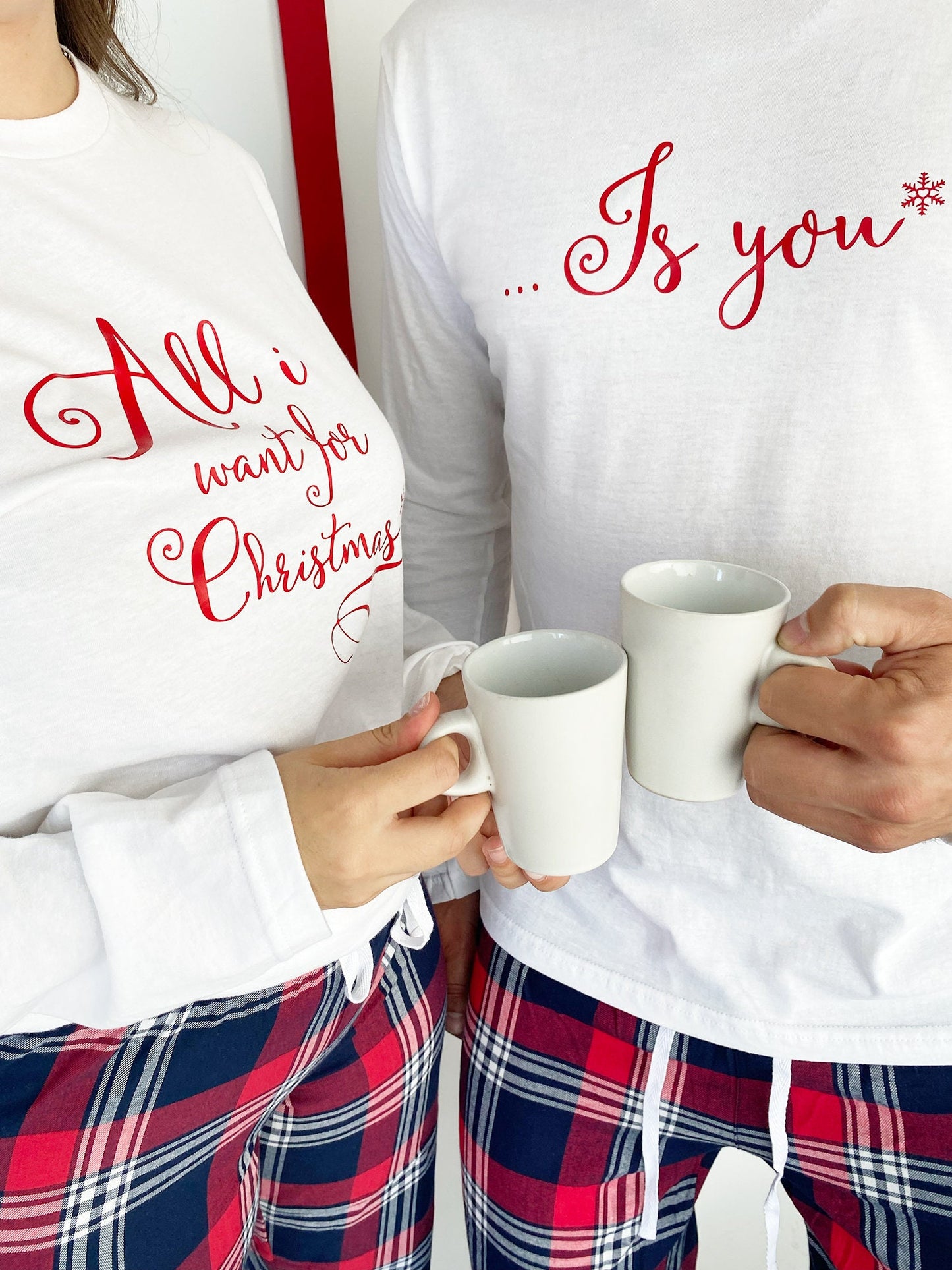 Personalized Christmas Couples Pyjamas: Flannel Tartan Matching Set