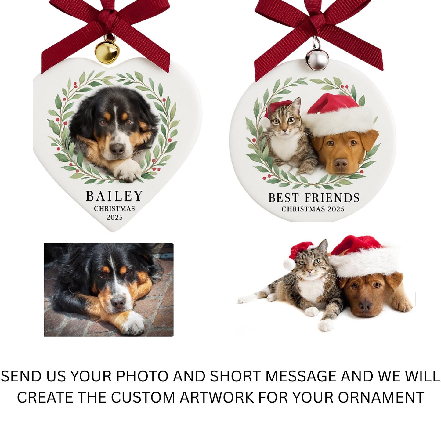 Personalized Pet Portrait Ornament | Custom Ceramic Christmas Keepsake