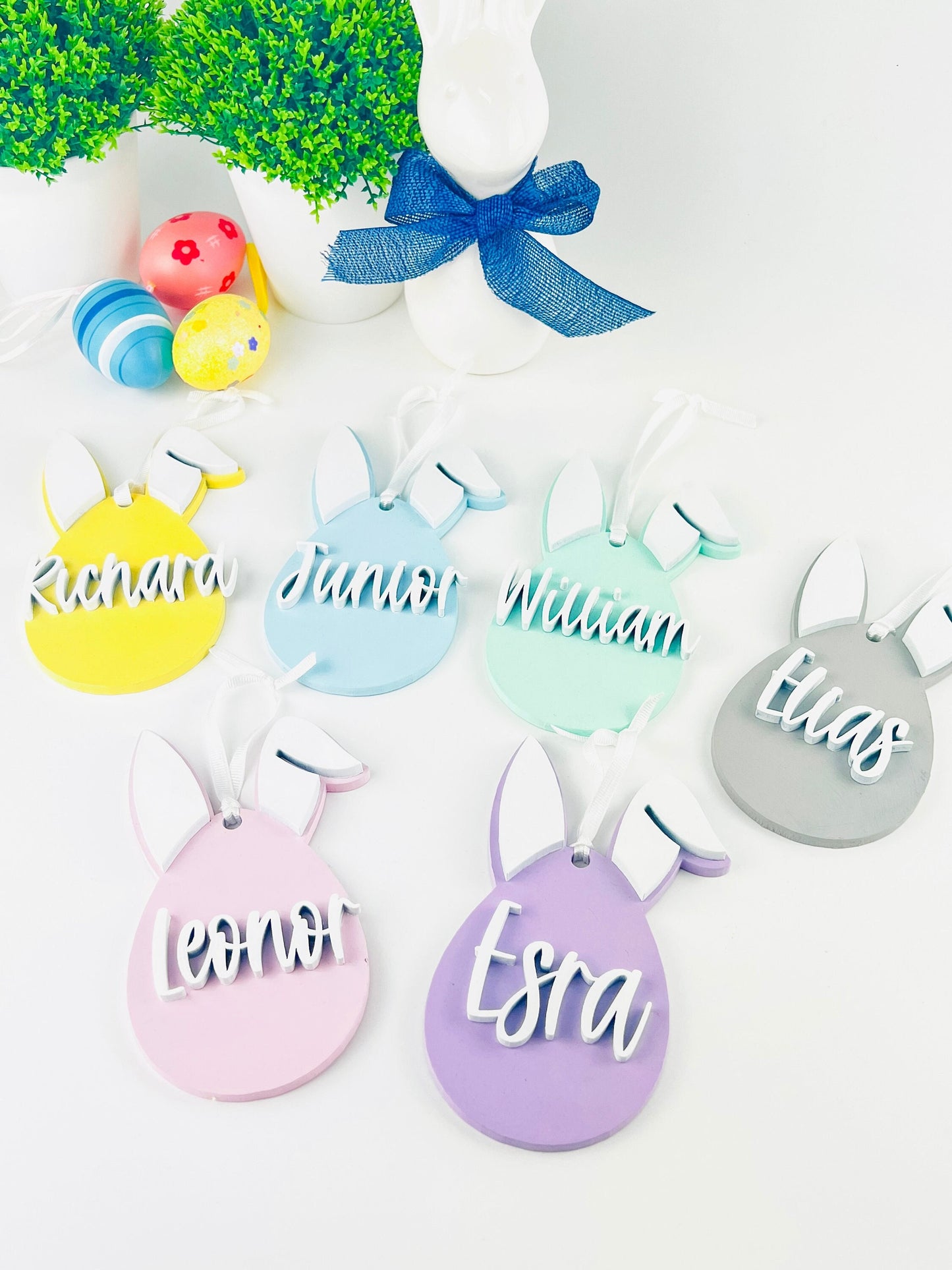 Wooden easter name tag