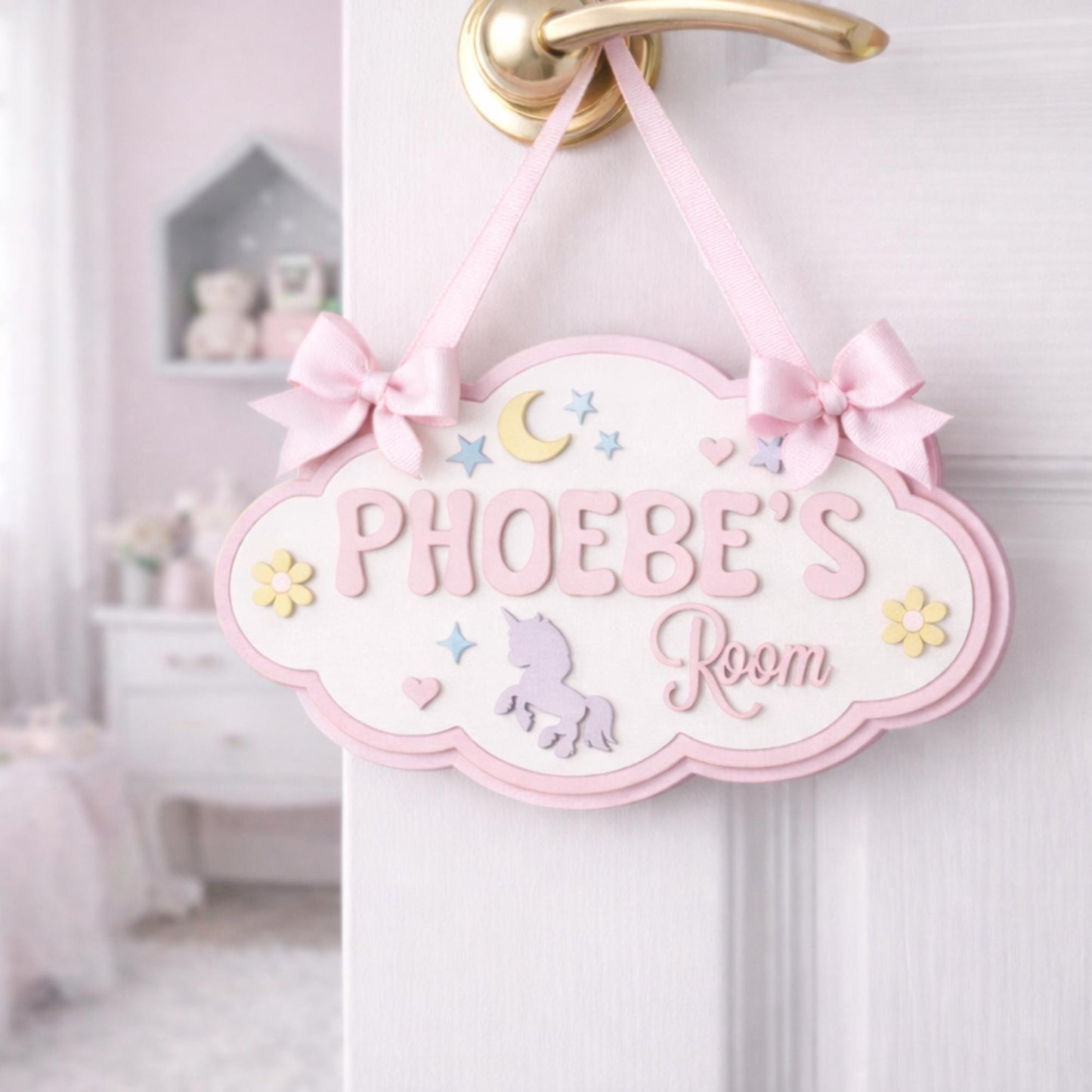 Personalized Cloud Name Sign, 3D Layered Wooden Girls Room Decor
