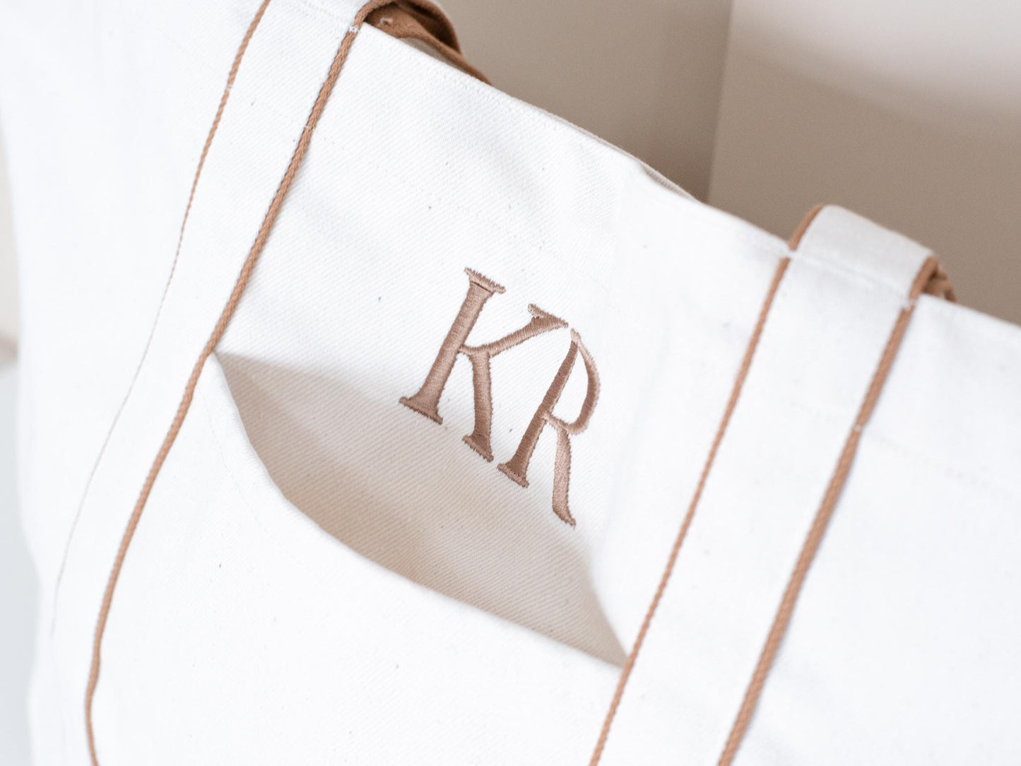 Embroidered Canvas Tote Bag: Personalized Initial Shopper