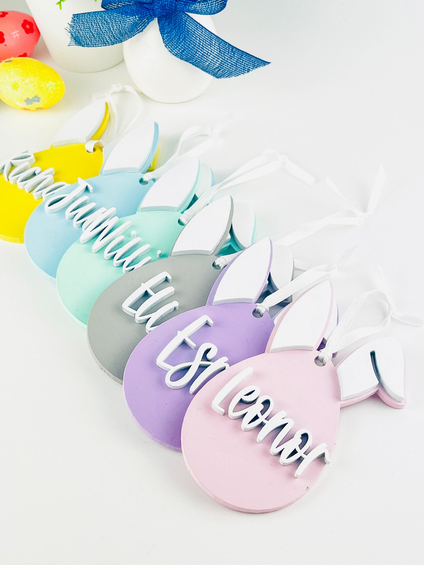 Wooden easter name tag