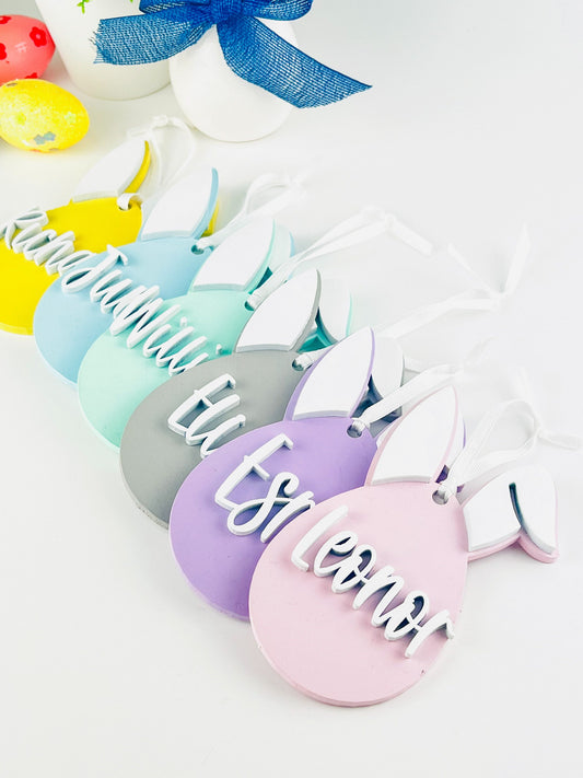 Wooden easter name tag