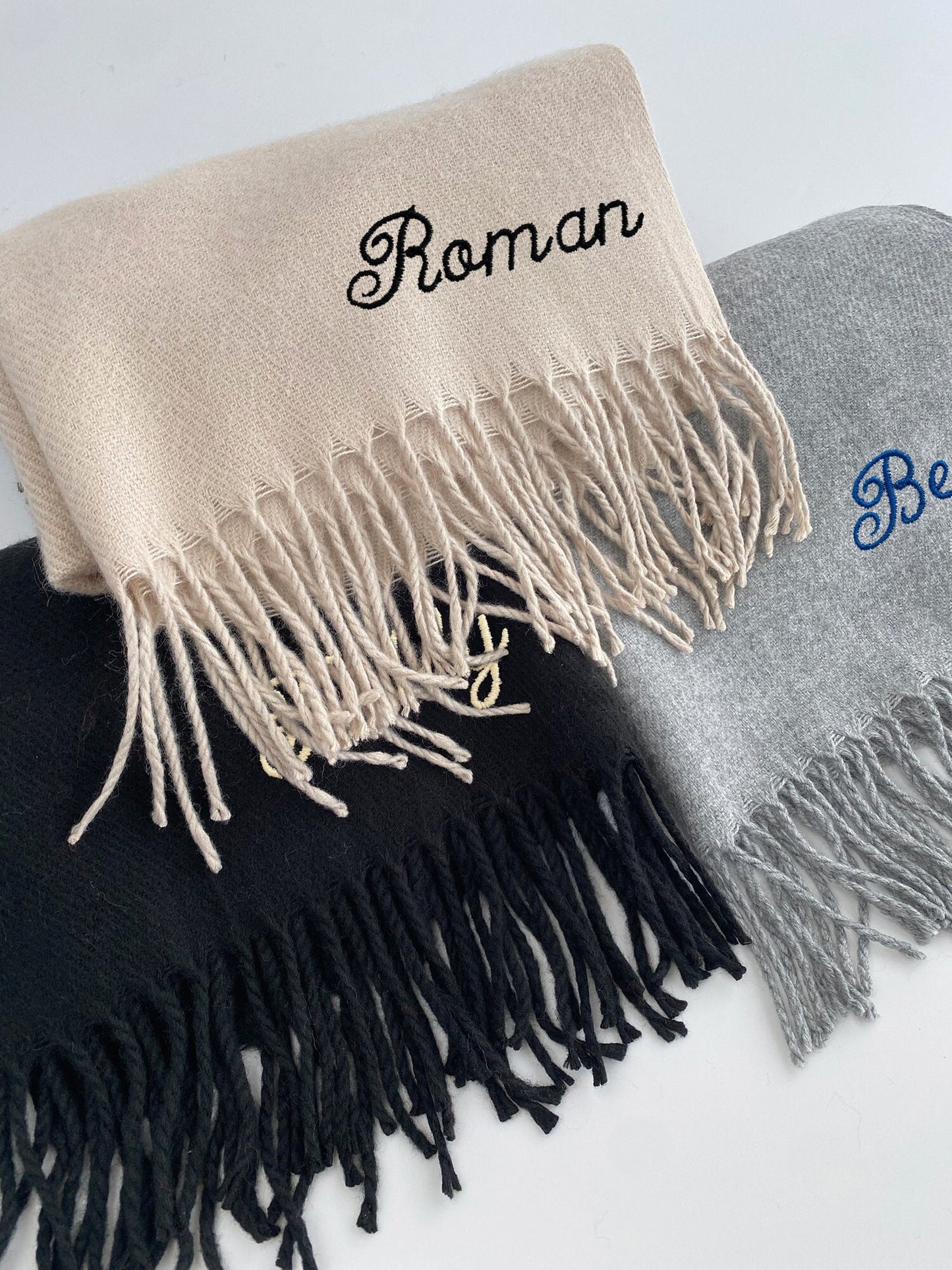 Embroidered Monogram Scarf, Personalized Acrylic Winter Scarf
