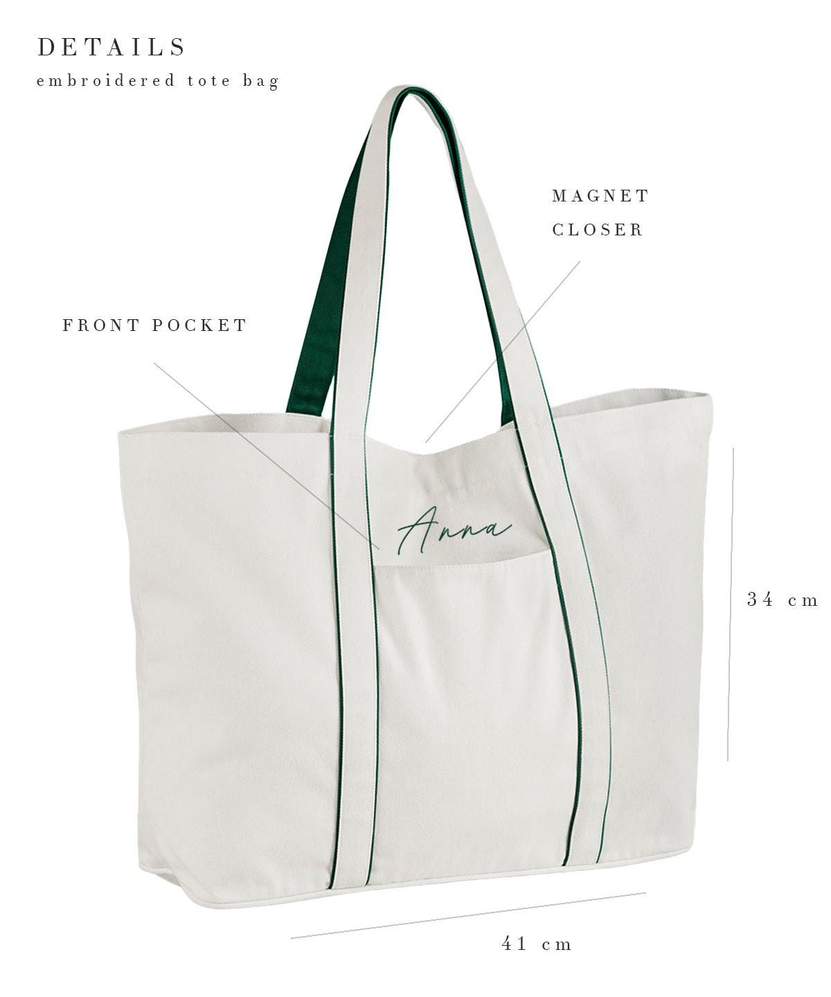 Embroidered Canvas Tote Bag: Personalized Initial Shopper