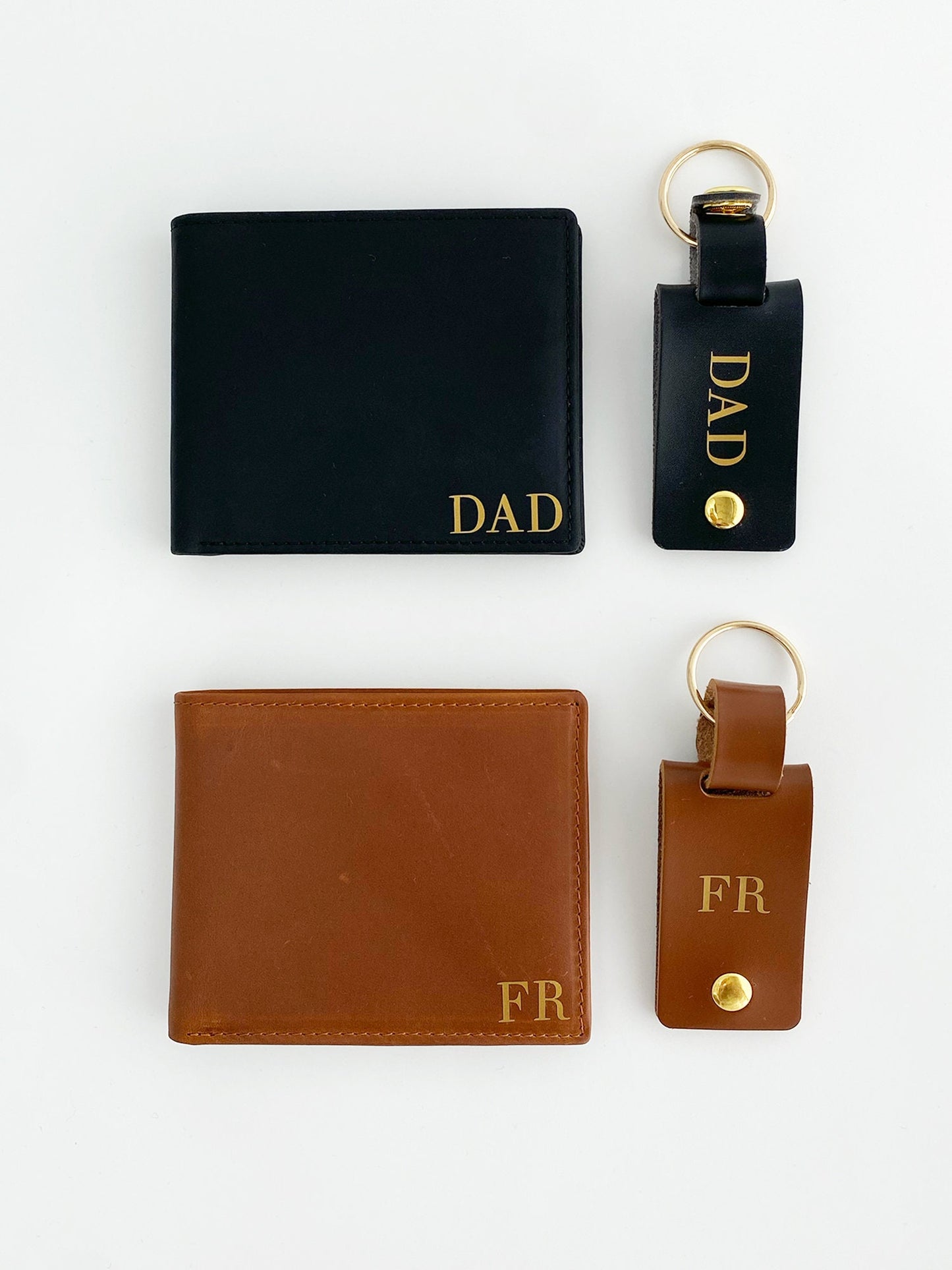 Engraved Faux Leather Wallet Set: Personalized Photo Card & Keyring
