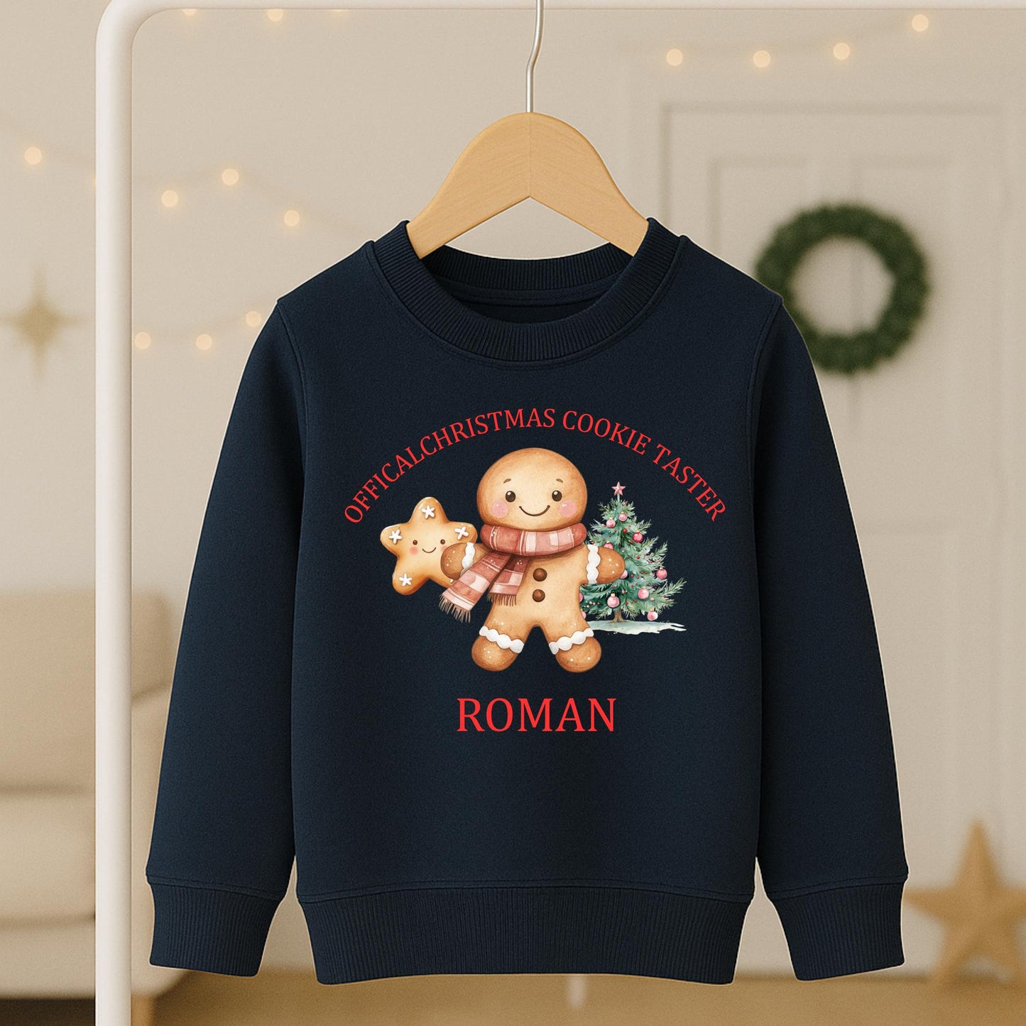 Personalized Christmas Cookie Taster Toddler Sweatshirt, Custom Name Holiday Shirt