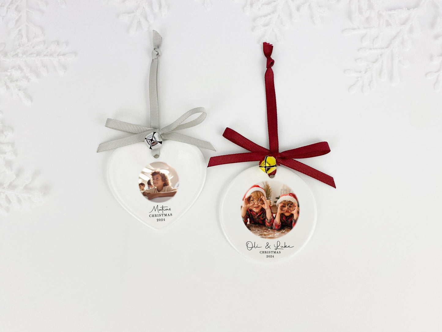 Personalized Photo Christmas Ornament: Custom Ceramic Bauble