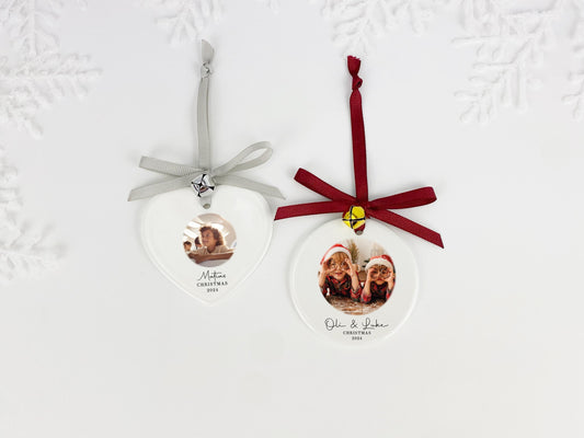 Personalized Photo Christmas Ornament: Custom Ceramic Bauble