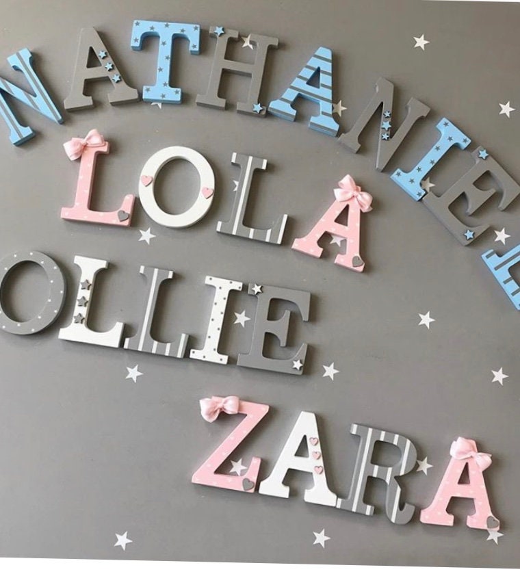 Personalized Wooden Name Sign - Nursery Wall Decor, Custom Kids Room Letters
