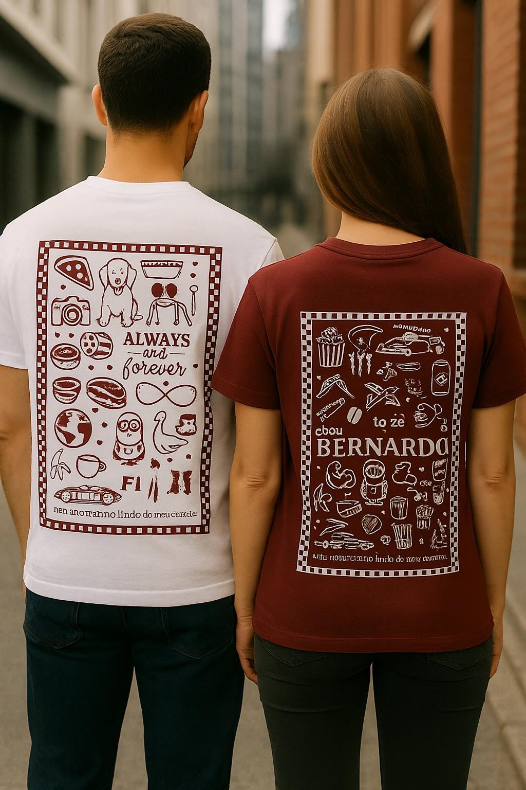 Custom Doodle Icon Shirt, Personalized Couple Gift, Valentine's Day Tee