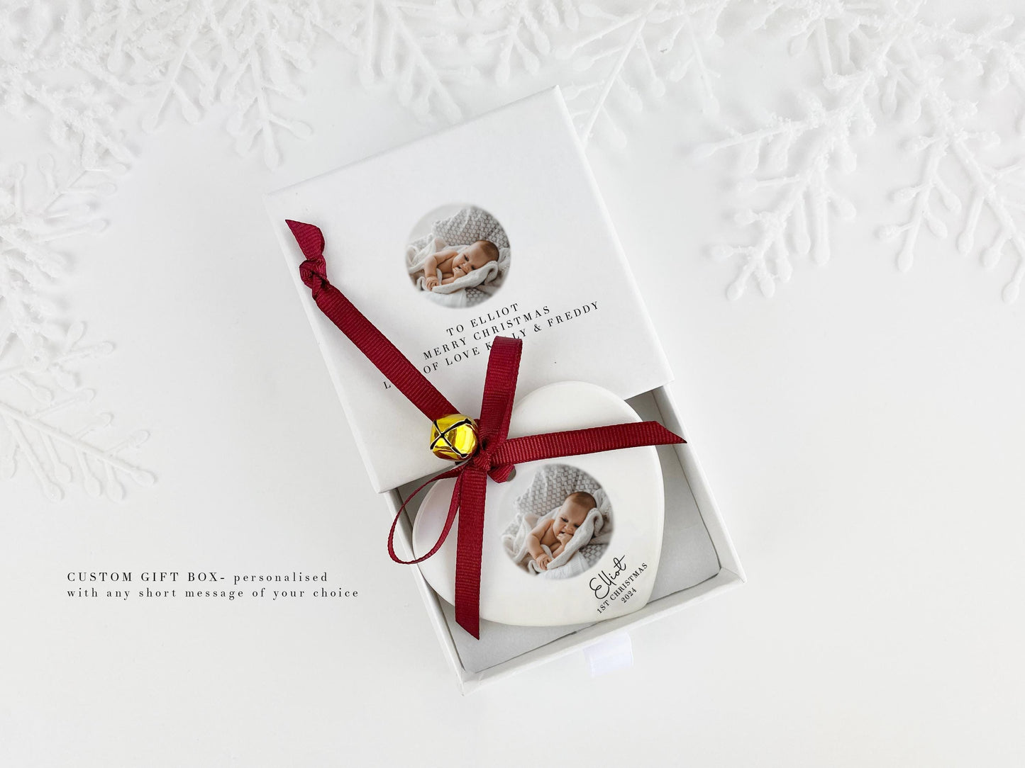 Personalized Baby's First Christmas Ornament: Photo Ceramic Bauble
