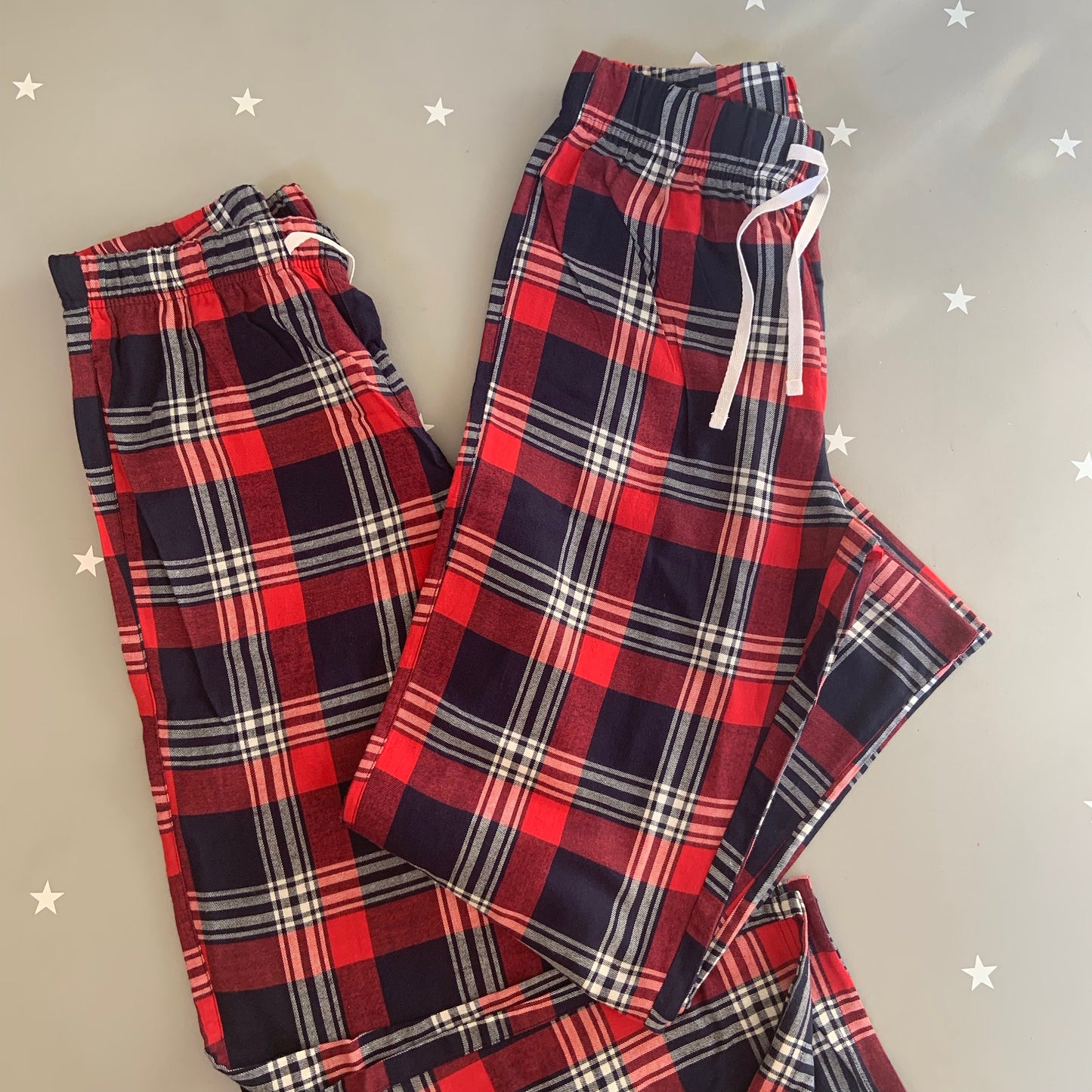 Matching Couple Pajamas: King & Queen T-Shirts, Tartan Flannel Bottoms