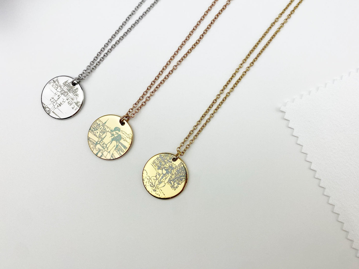 Custom Photo Disc Necklace, Engraved Locket, Personalized Anniversary Gift
