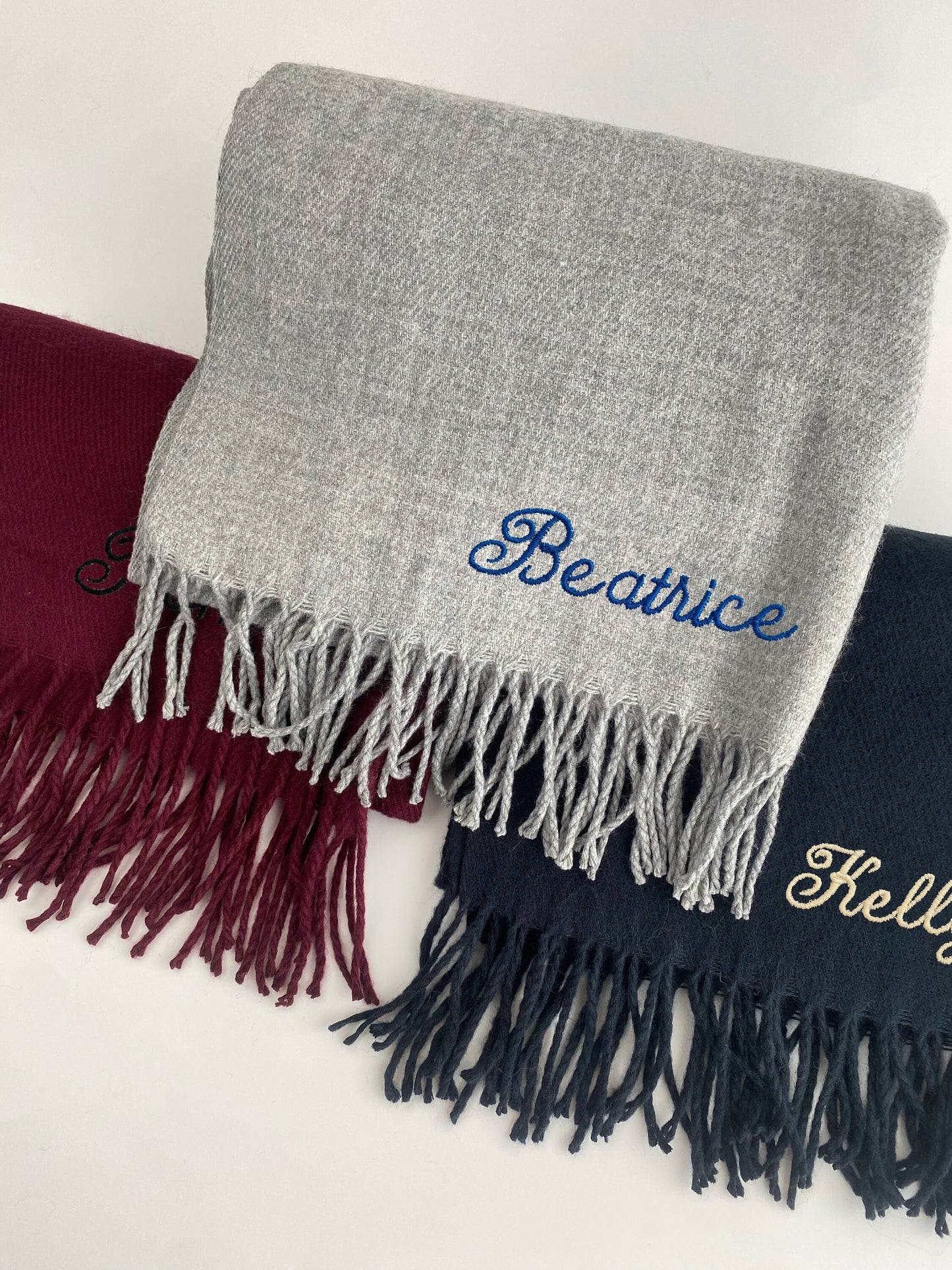 Personalized Woven Scarf - Monogrammed Initial Scarf, Tassel Trim
