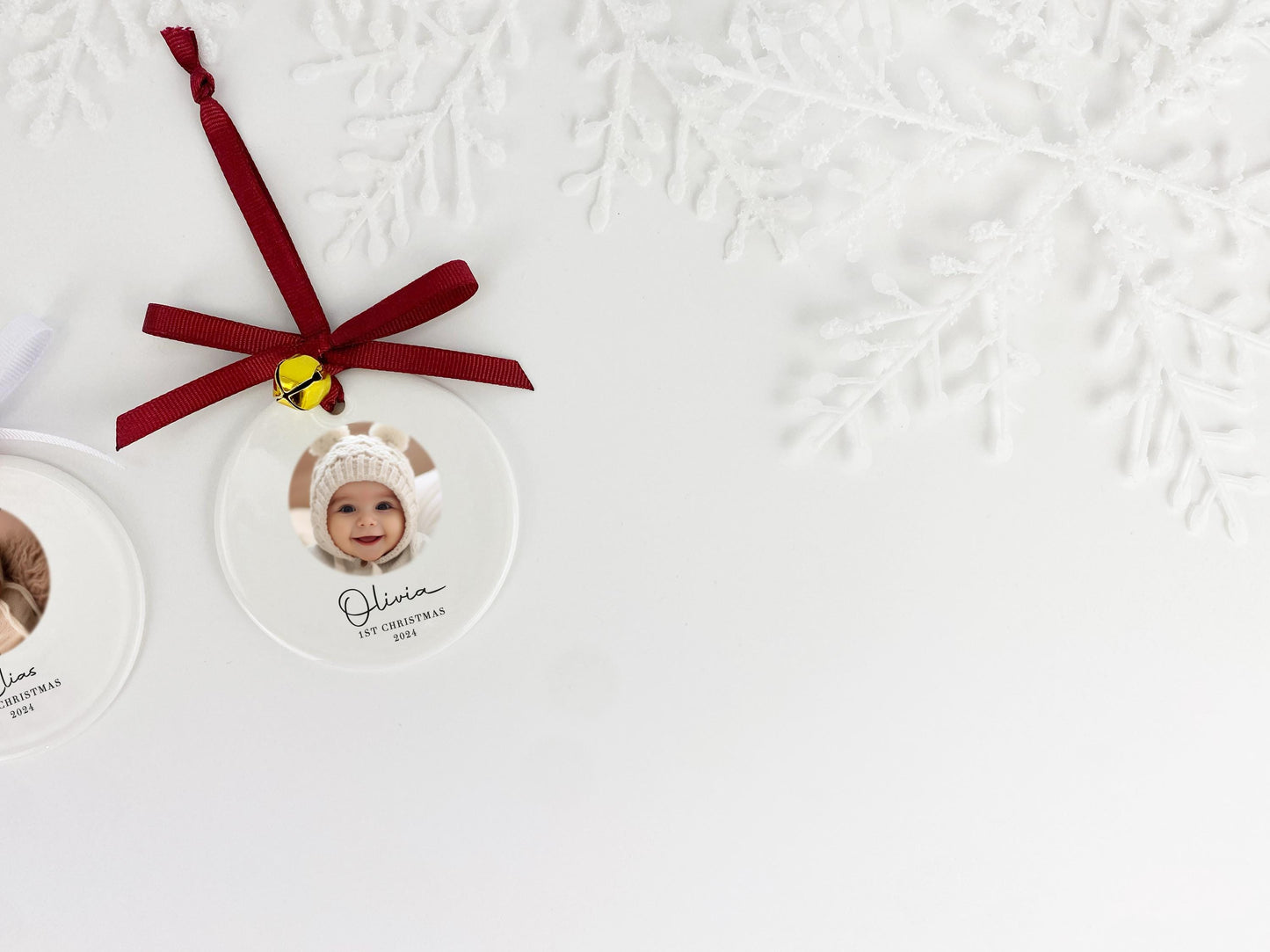 Personalized Baby's First Christmas Ornament: Photo Ceramic Bauble