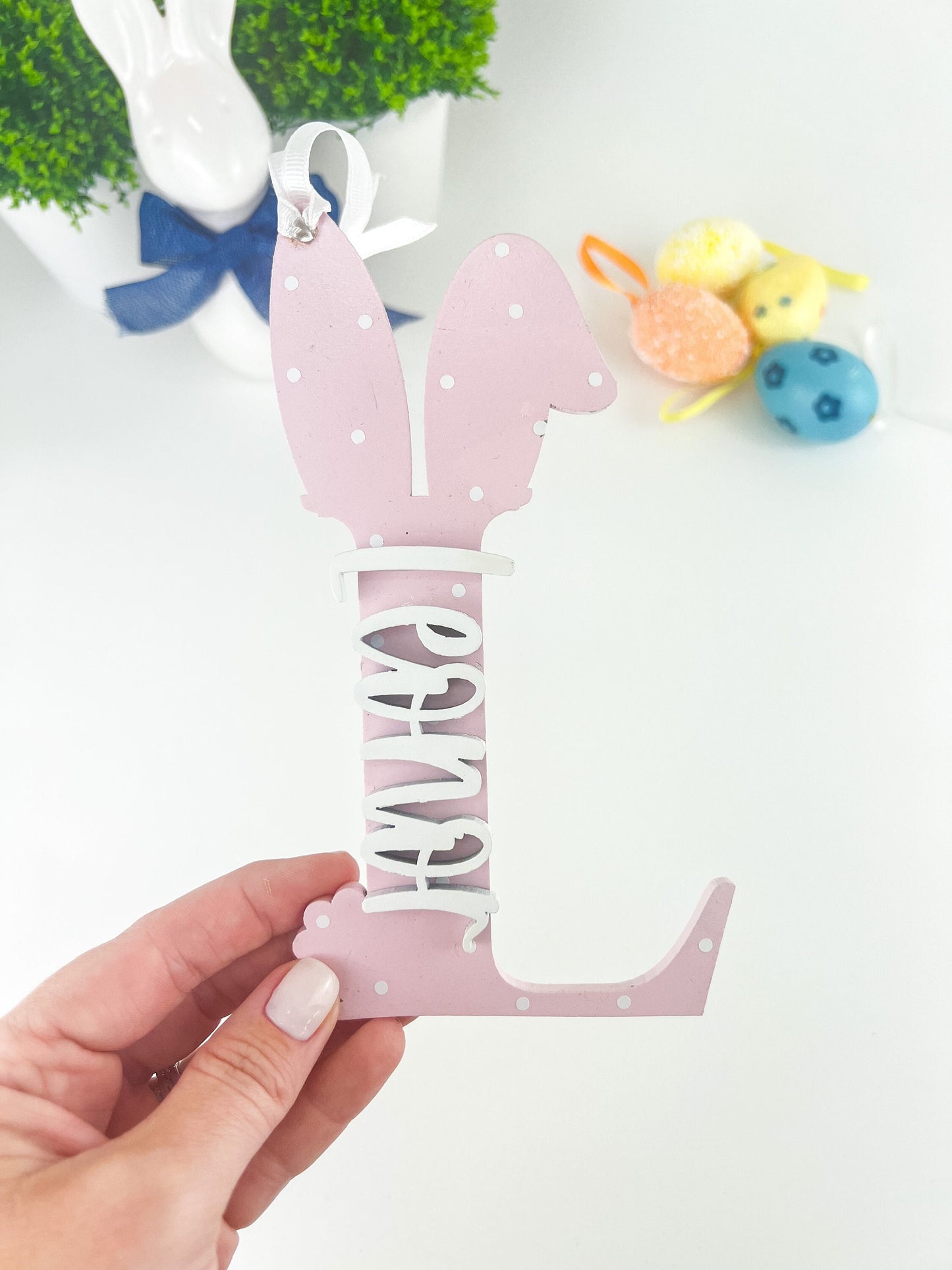Personalized Easter Name Sign: Wooden Bunny Letter, Kids Decor
