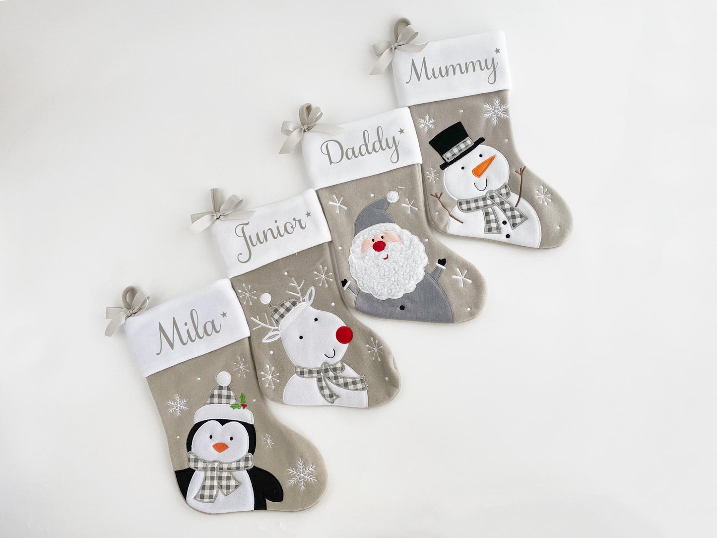 Grey Christmas stocking Christmas stocking Kids Christmas stocking Childs stocking baby stocking family christmas stocking