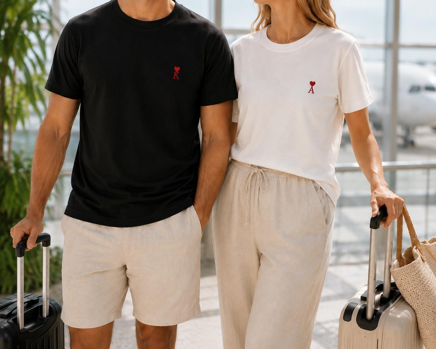 Matching Honeymoon Shirts | Personalized Newlywed Couple T-Shirts | Embroidered Husband Wife Shirts | Wedding Gift for Couple