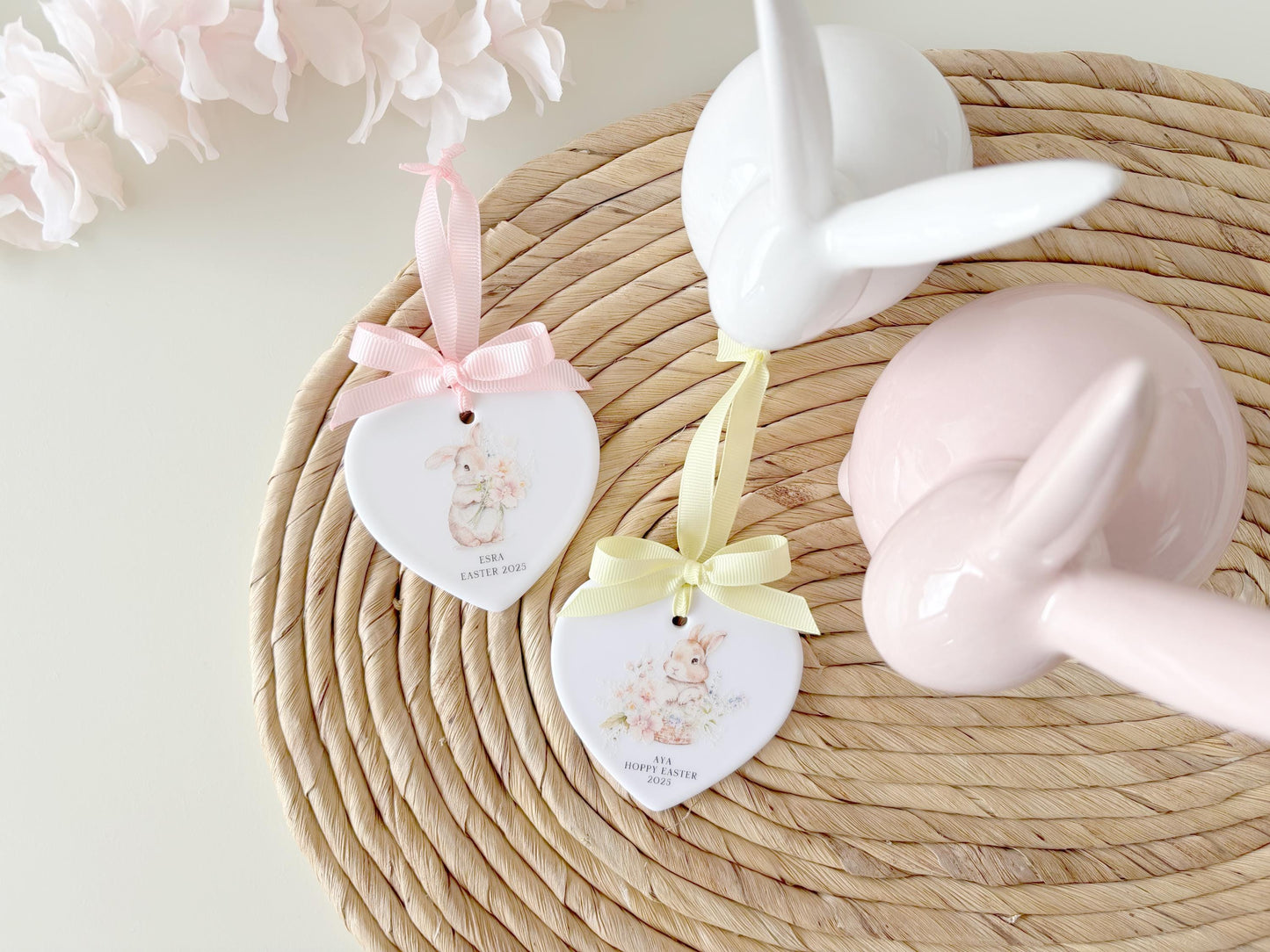Personalized Ceramic Heart Easter Ornament: First Easter Gift