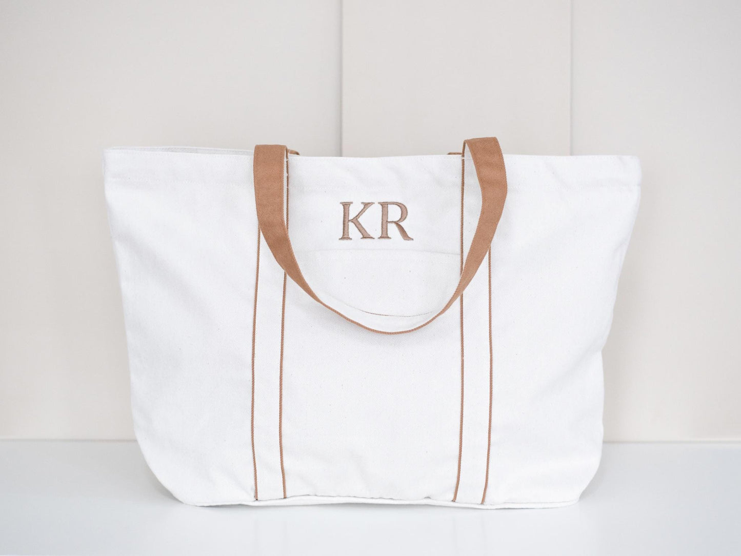 Embroidered Canvas Tote Bag: Personalized Initial Shopper