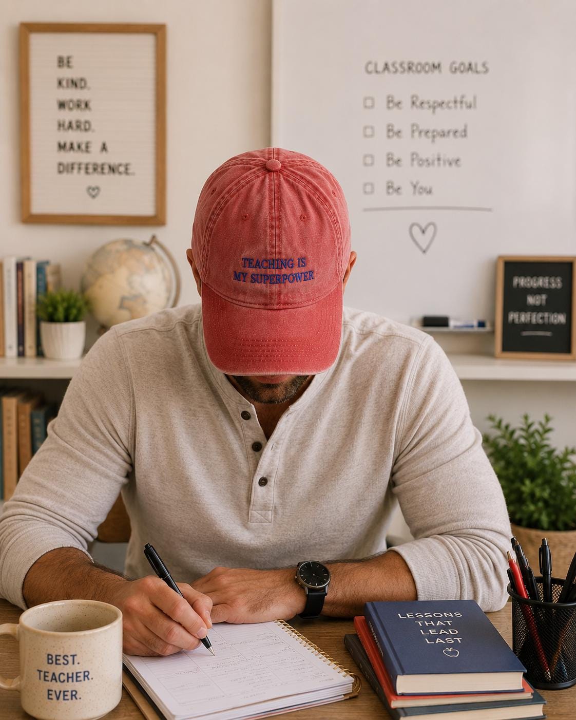 Personalised Teacher Baseball Cap, Custom Name Embroidery, Washed Cotton Hat