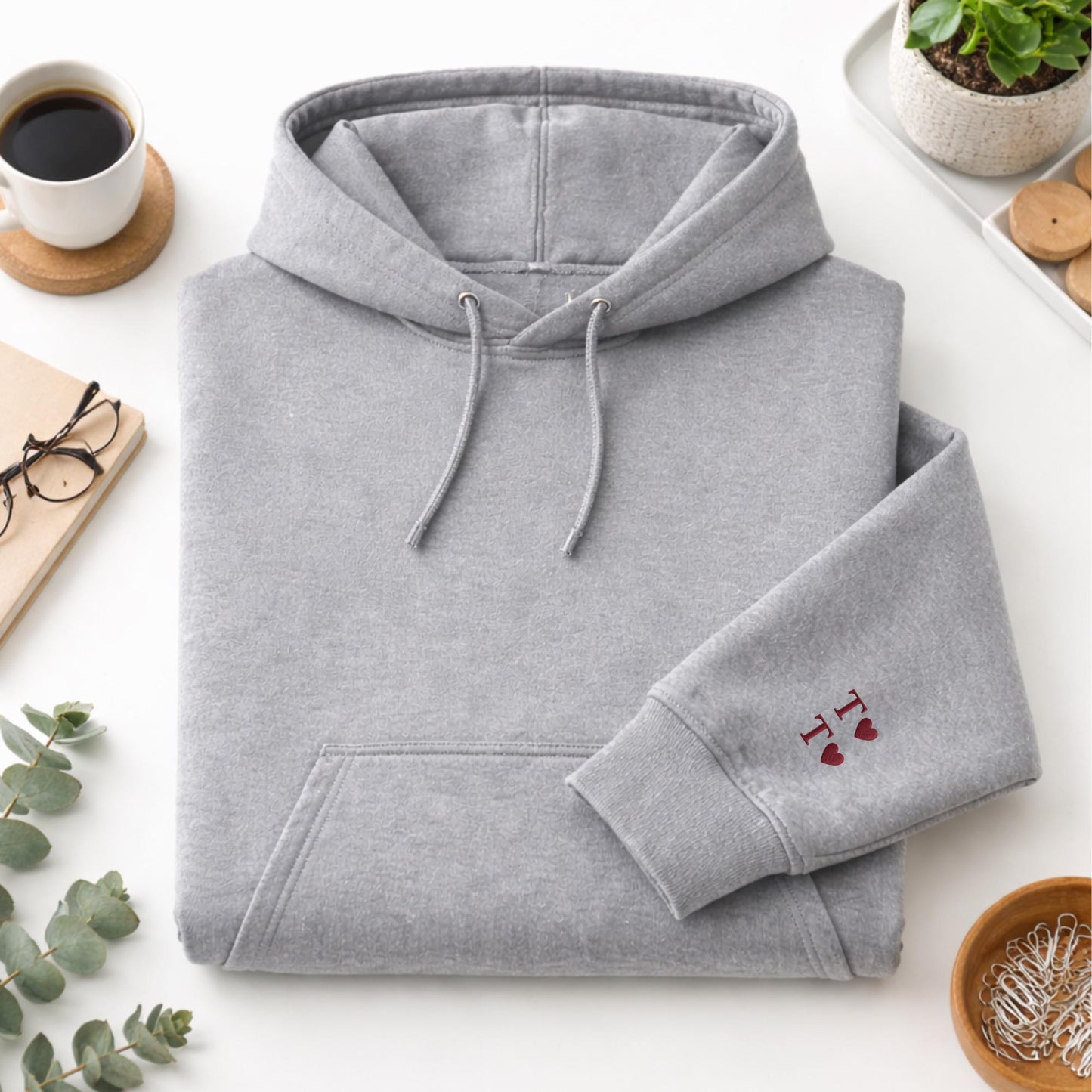 Embroidered Dad Hoodie, Personalized Kids Initial Sleeve, Father's Day Gift