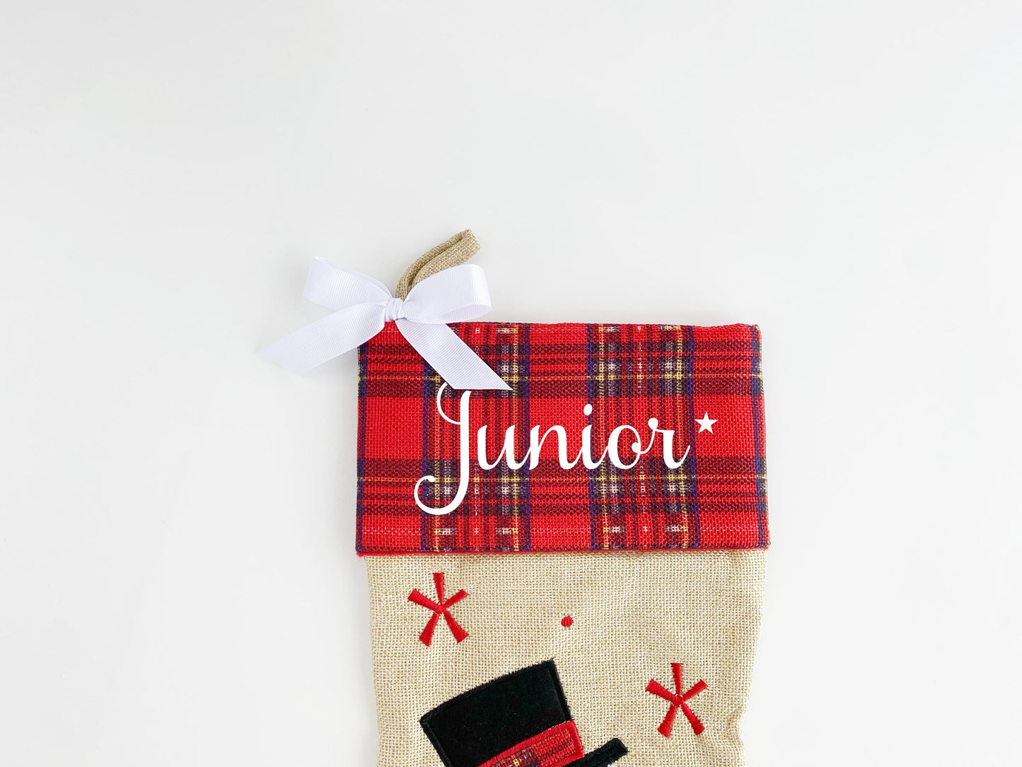 Personalized Christmas Stocking, Tartan & Burlap Stocking