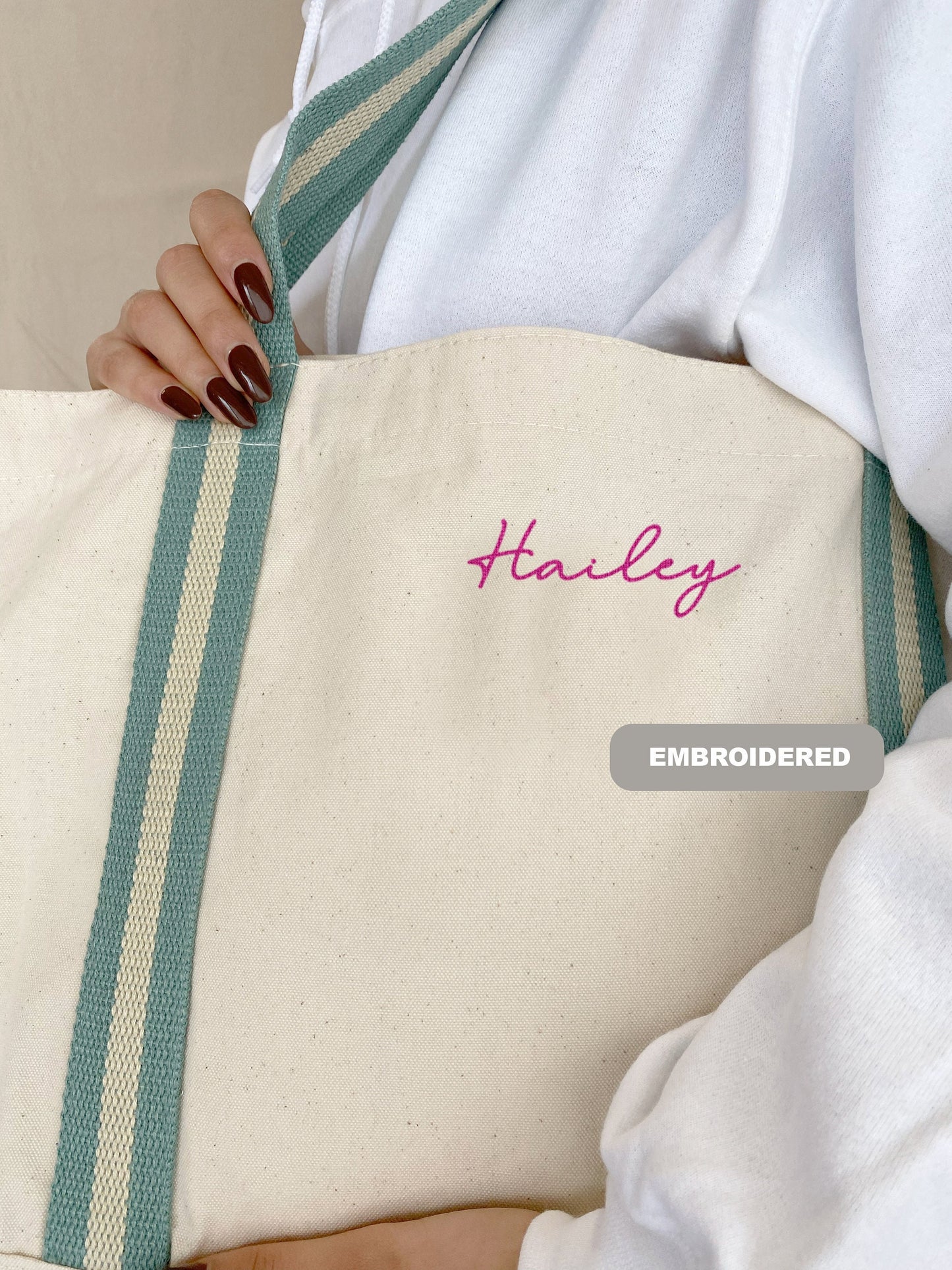 Custom Embroidered Organic Cotton Canvas Tote Bag