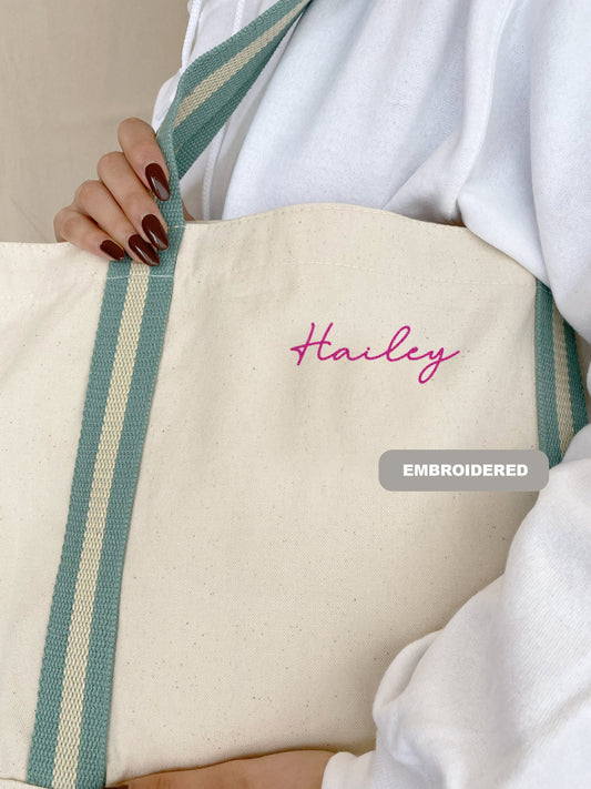 Custom Embroidered Organic Cotton Canvas Tote Bag