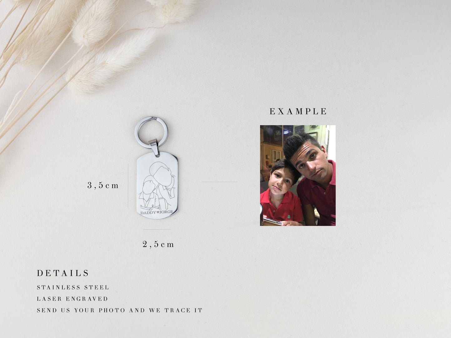 Custom Photo Outline Engraved Keychain – Personalized Daddy Gift