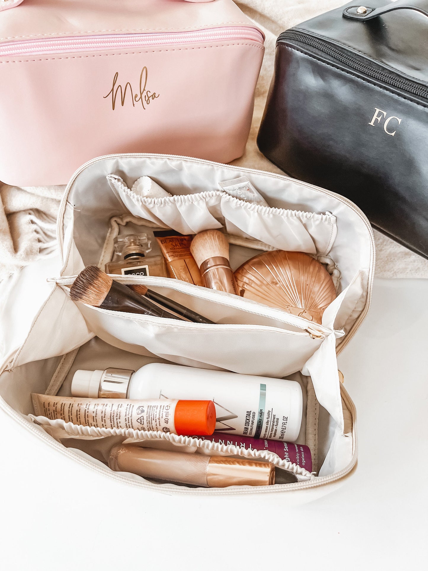 Personalized Christmas Cosmetic Bag: Travel Toiletry Case, Custom Name Gift