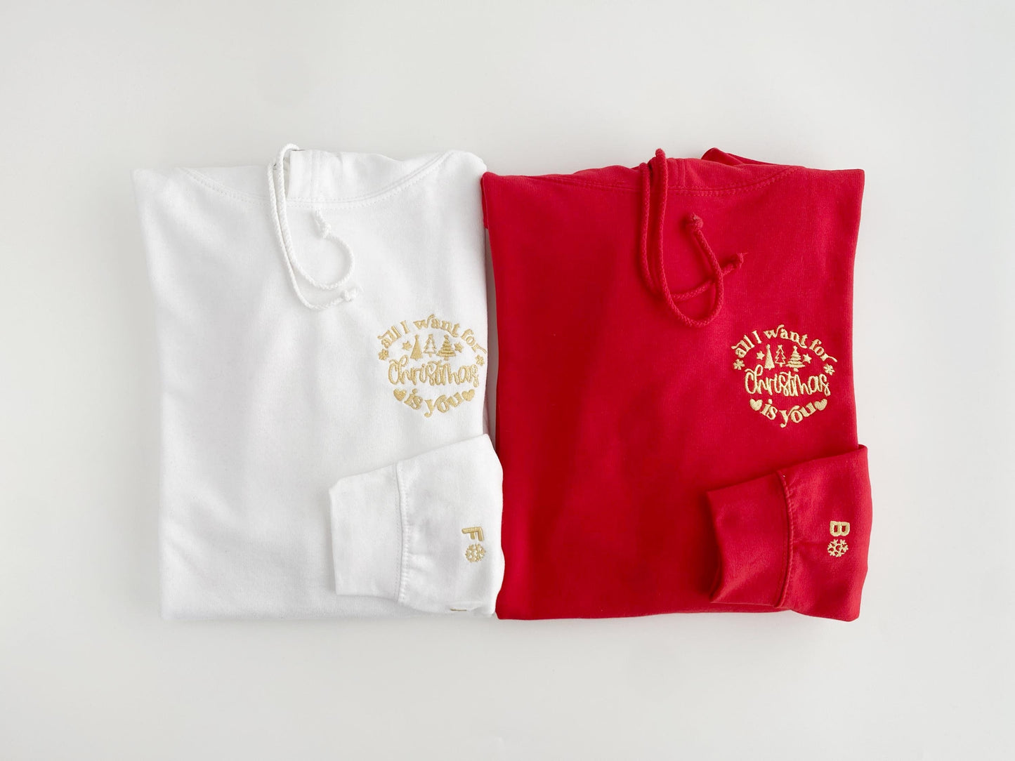 Custom Embroidered Couples Christmas Hoodie: Matching His & Hers