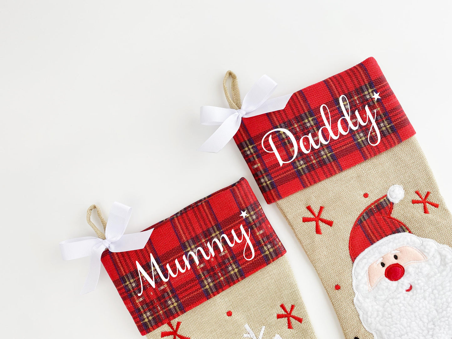 personalised Christmas sack and christmas stocking
