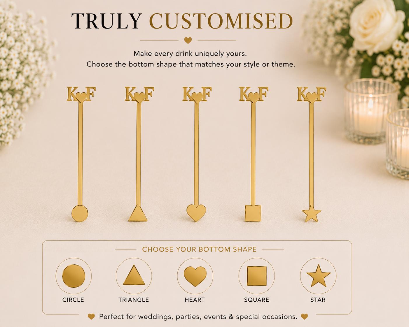 Custom Monogram Stir Sticks, Personalized Acrylic Cocktail Sticks, Bridal Shower Bar Decor