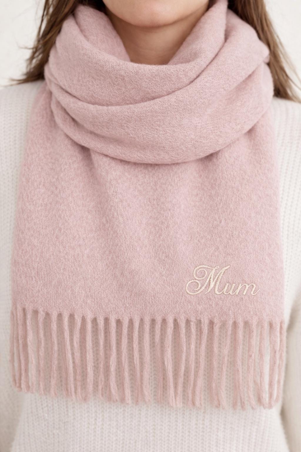 Women's Scarf Personalised oversized Winter fluffy wooly - Embroidered with name or Initial