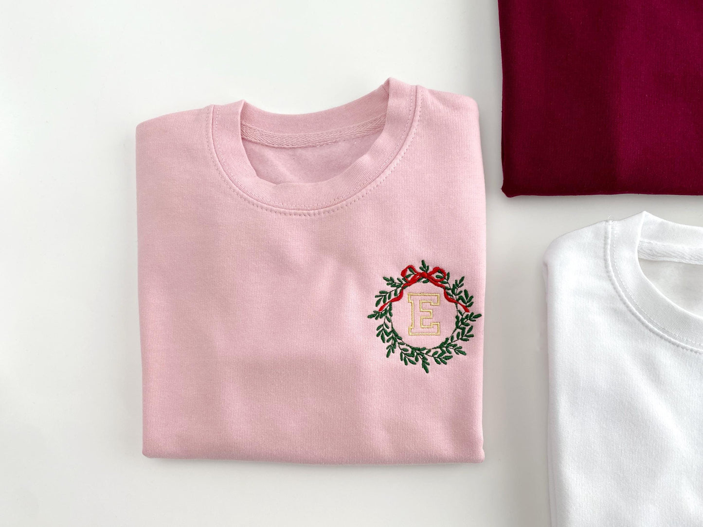 Embroidered Initial Christmas Sweatshirt - Kids Personalized Jumper