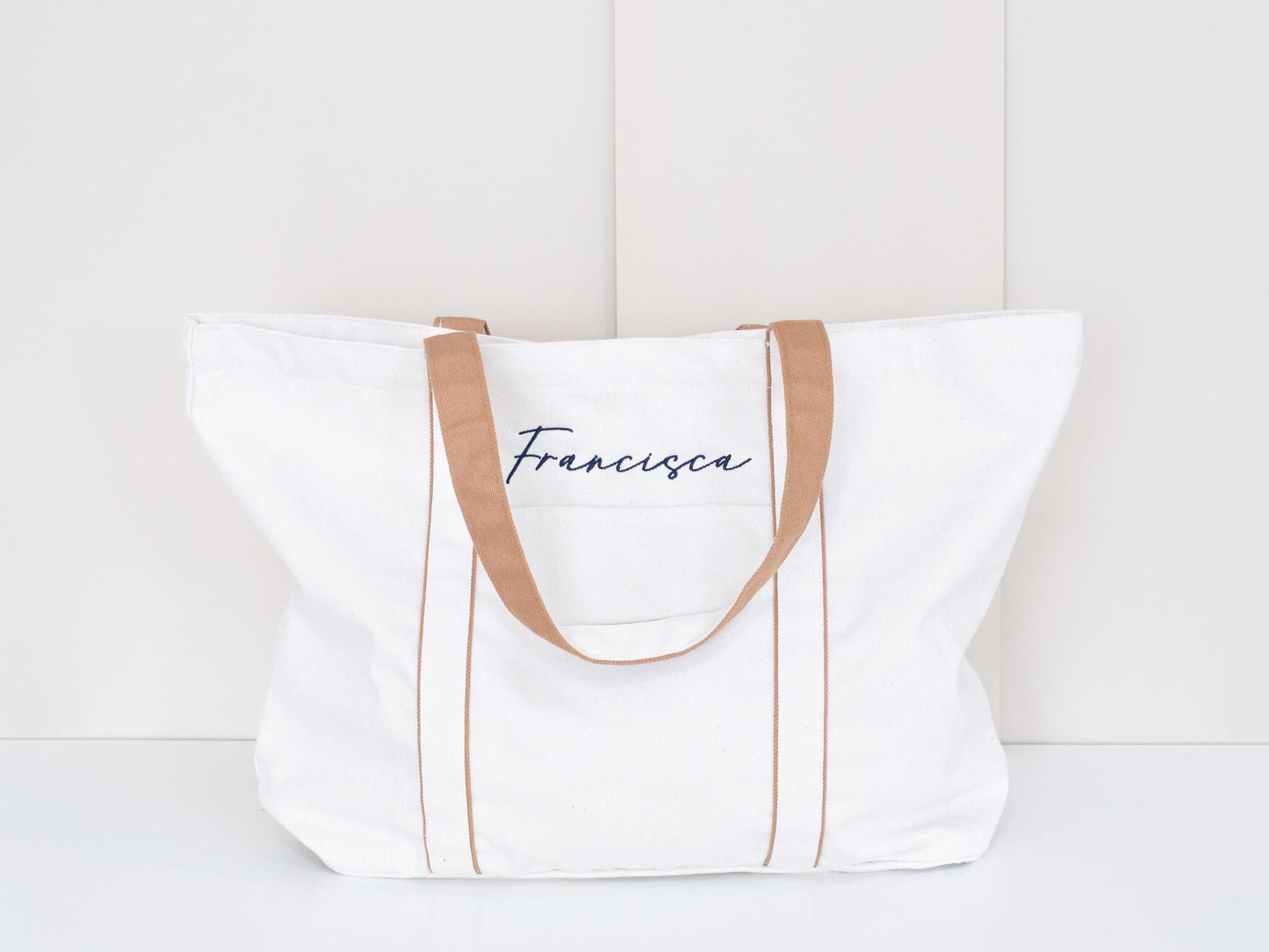 Embroidered Canvas Tote Bag: Personalized Initial Shopper