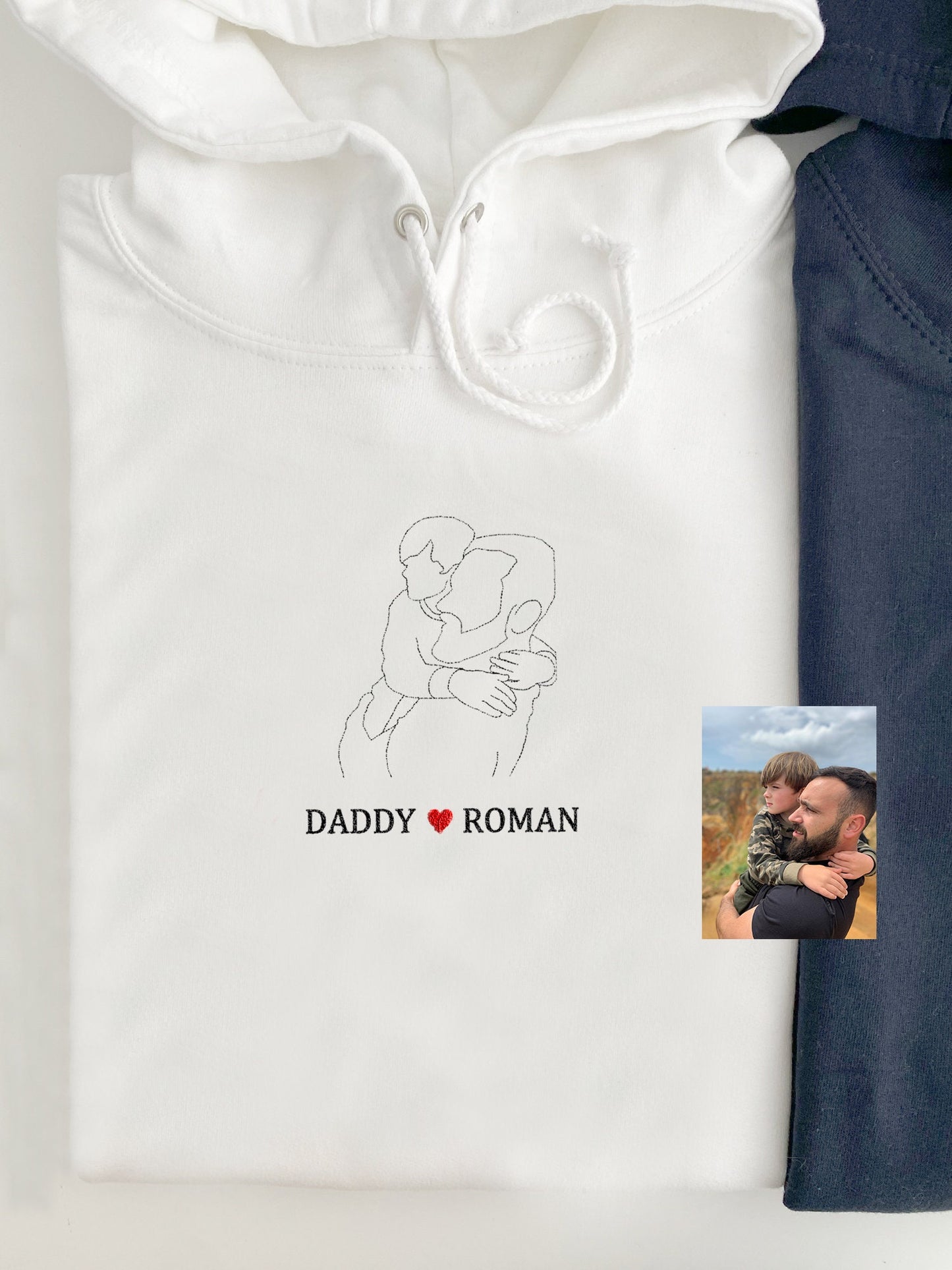 Embroidered Photo Outline Hoodie, Personalized Gift