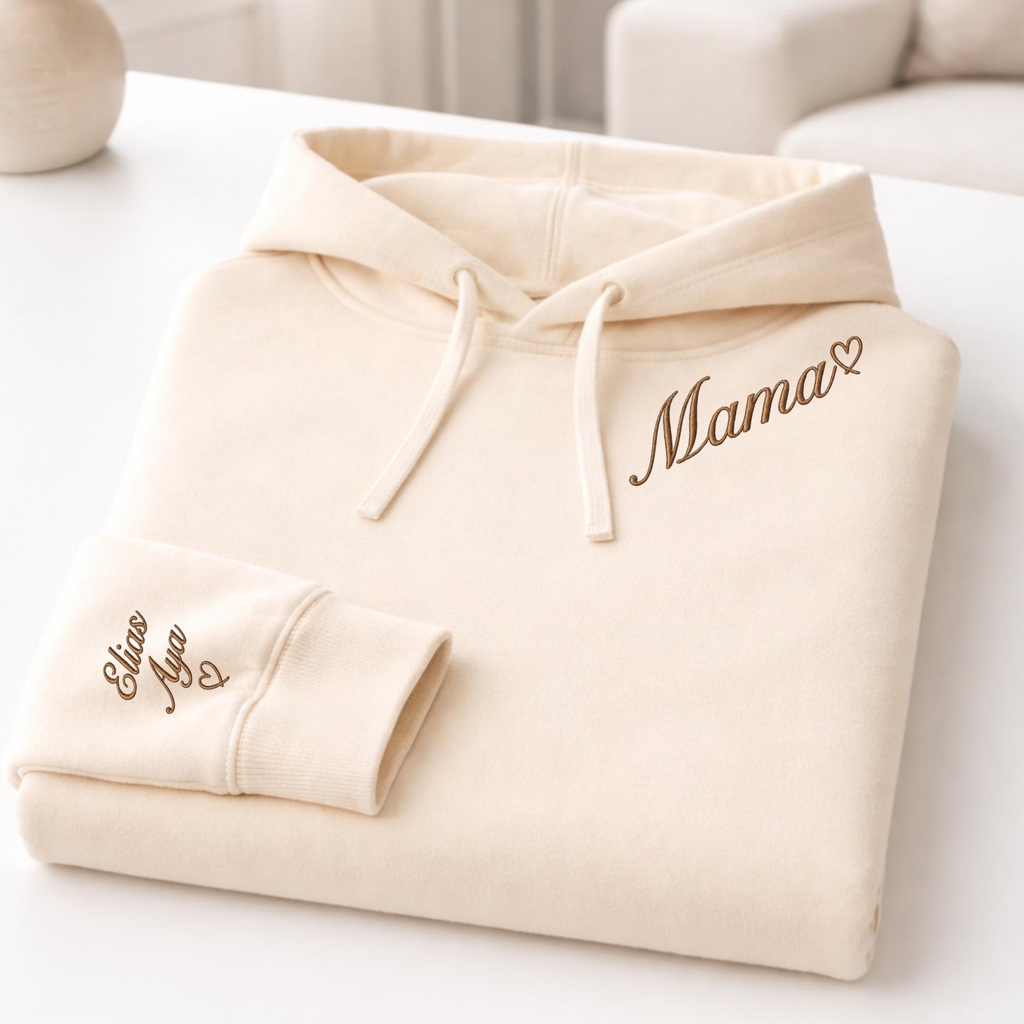 Embroidered Mama Hoodie, Custom Kids Names on Sleeve, Mother's Day Gift